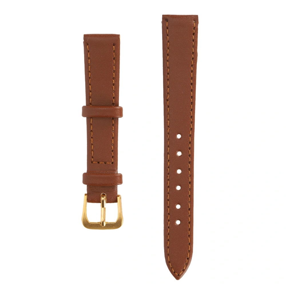 Unisex Universal Pin Buckle Watch Band PU Leather Replacement Watch Strap Accessory Brown14mm / 0.55in