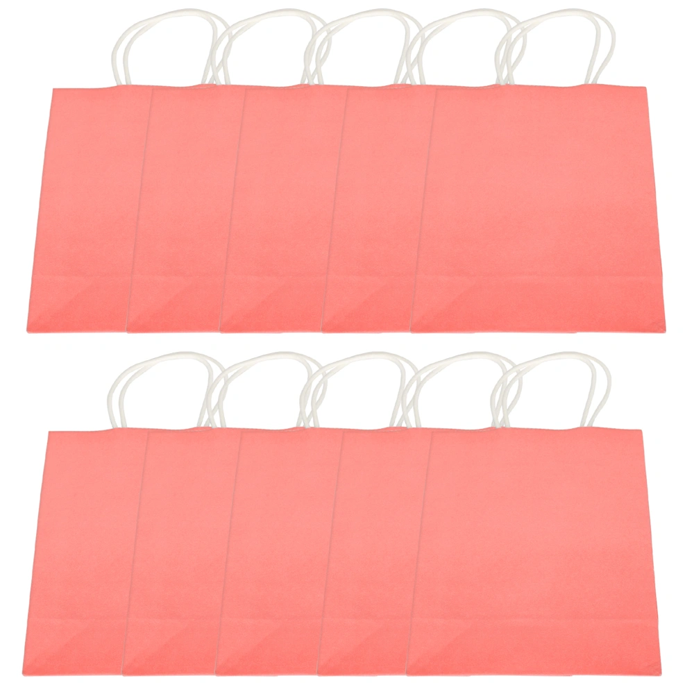 10pcs Portable Kraft Paper Bag Packaging Gift Bag Accessory for Shopping Birthday Parties15 x 8 x 21cm Pink