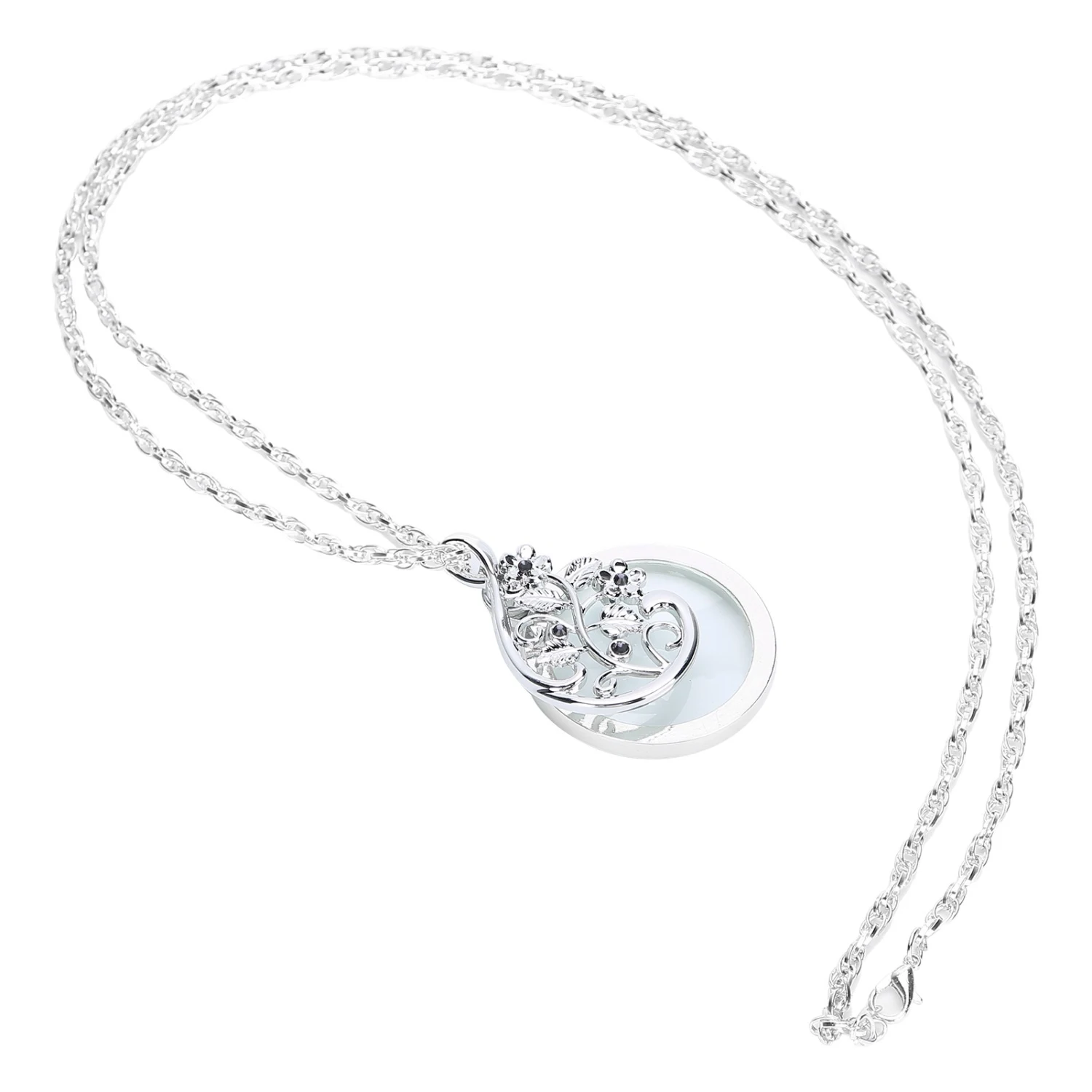 4.5X Necklace Magnifying Glass Metal Portable Magnifier Chain Pendant for ReadingSilver