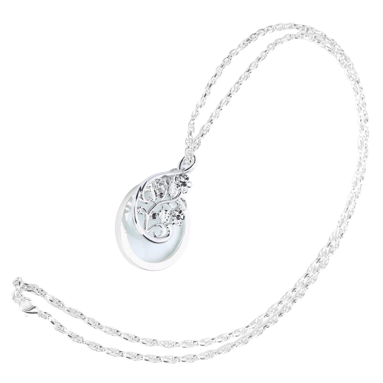 4.5X Necklace Magnifying Glass Metal Portable Magnifier Chain Pendant for ReadingSilver