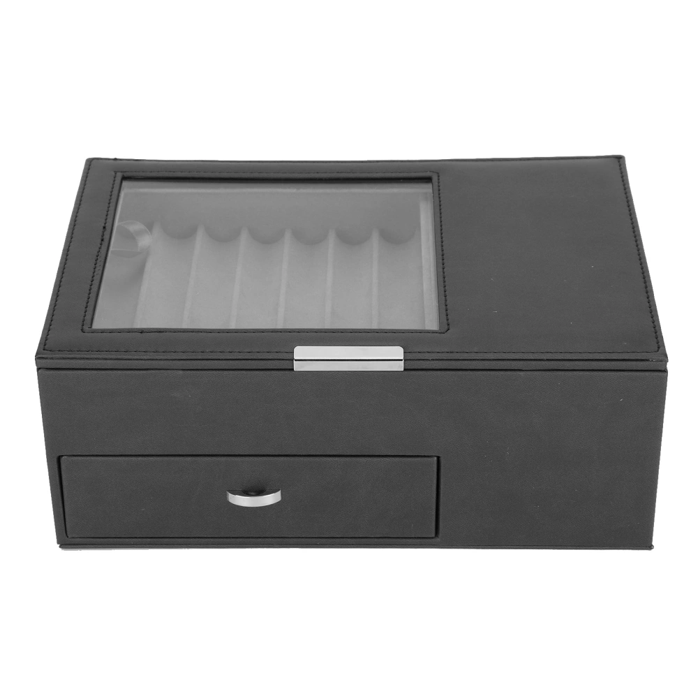 Pen Display Box Double Layer Fountain Pen Storage Case PU Leather Pen Collection OrganizerBlack