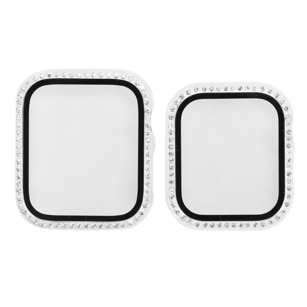 2pcs Watch Case Cover Crystal Shiny Protective Case with Film Jewelry Accessory for IOS Watch