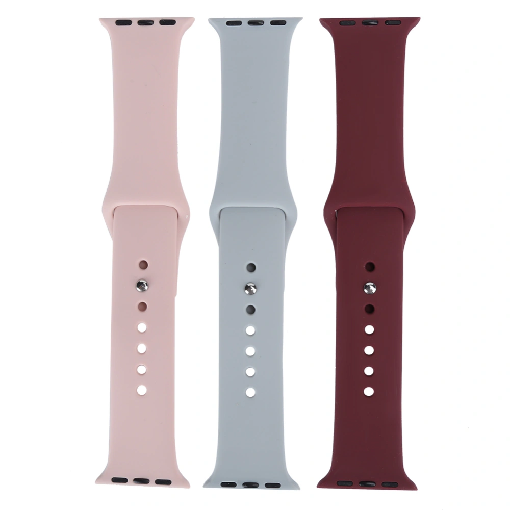 3pcs Soft Silicone Watchband Watch Strap Replacement Accessory for 38mm Width Watch