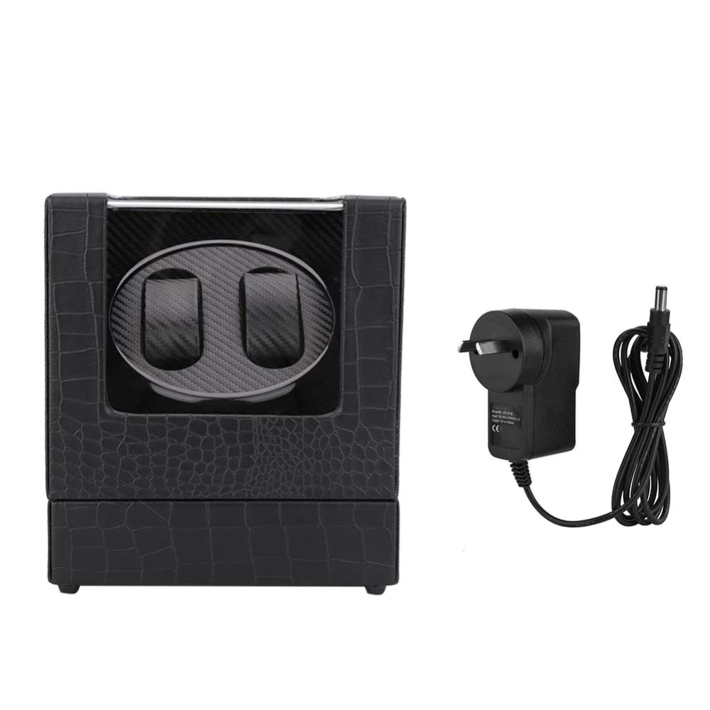 2+0 Automatic Watch Winder Box for Wristwatch Mechanical Watch 100-240V AU Plug (Carbon Fiber)