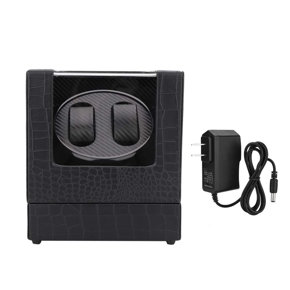 2+0 Automatic Watch Winder Box for Wristwatch Mechanical Watch 100-240V US Plug (Carbon Fiber)