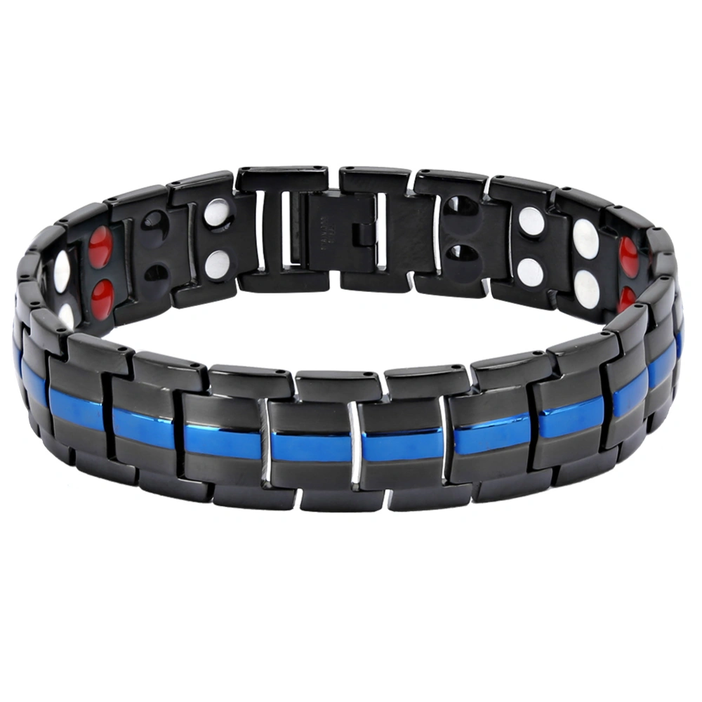 Men Magnetic Bracelet Fatigue Relief Reduce Pain Healthy Care Magnetic Bracelet (Black Blue)