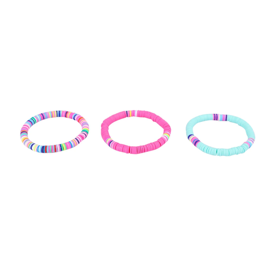 3pcs / Set Colorful Bracelet Summer Beach Charming Elastic Bracelet 6cm (BlueColourPink)