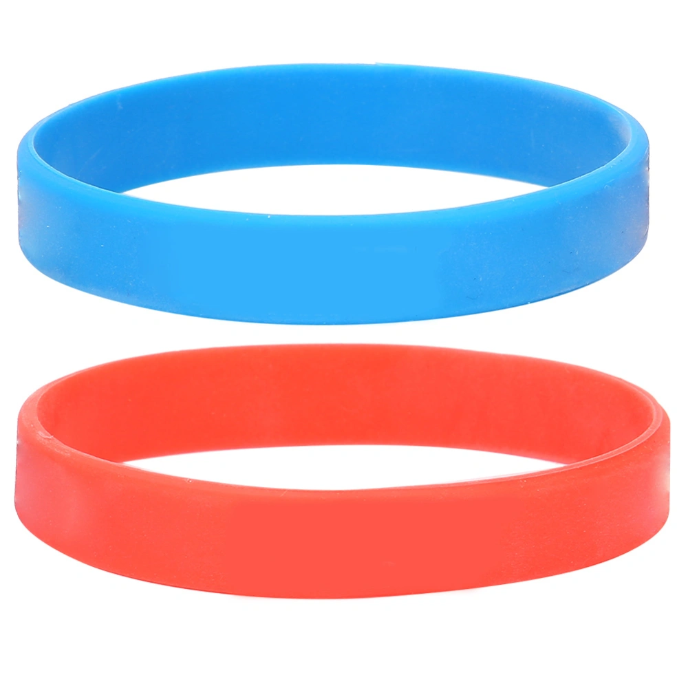 Silicone Elastic Wristband Simple Stylish Adult Teenager Bracelet Decoration Gift (Red+Blue)