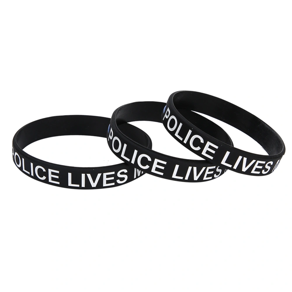 3pcs Fashionable Silicone Wristband Wear-Resisting Elastic Bracelet with Letter Decoration