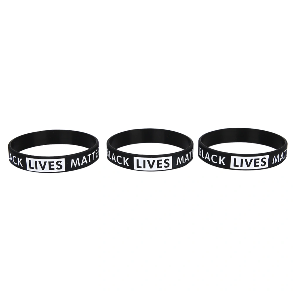 3pcs Black Lives Matter Wristband Motivational Silicone Engraved Bracelet Inspirational Accessories