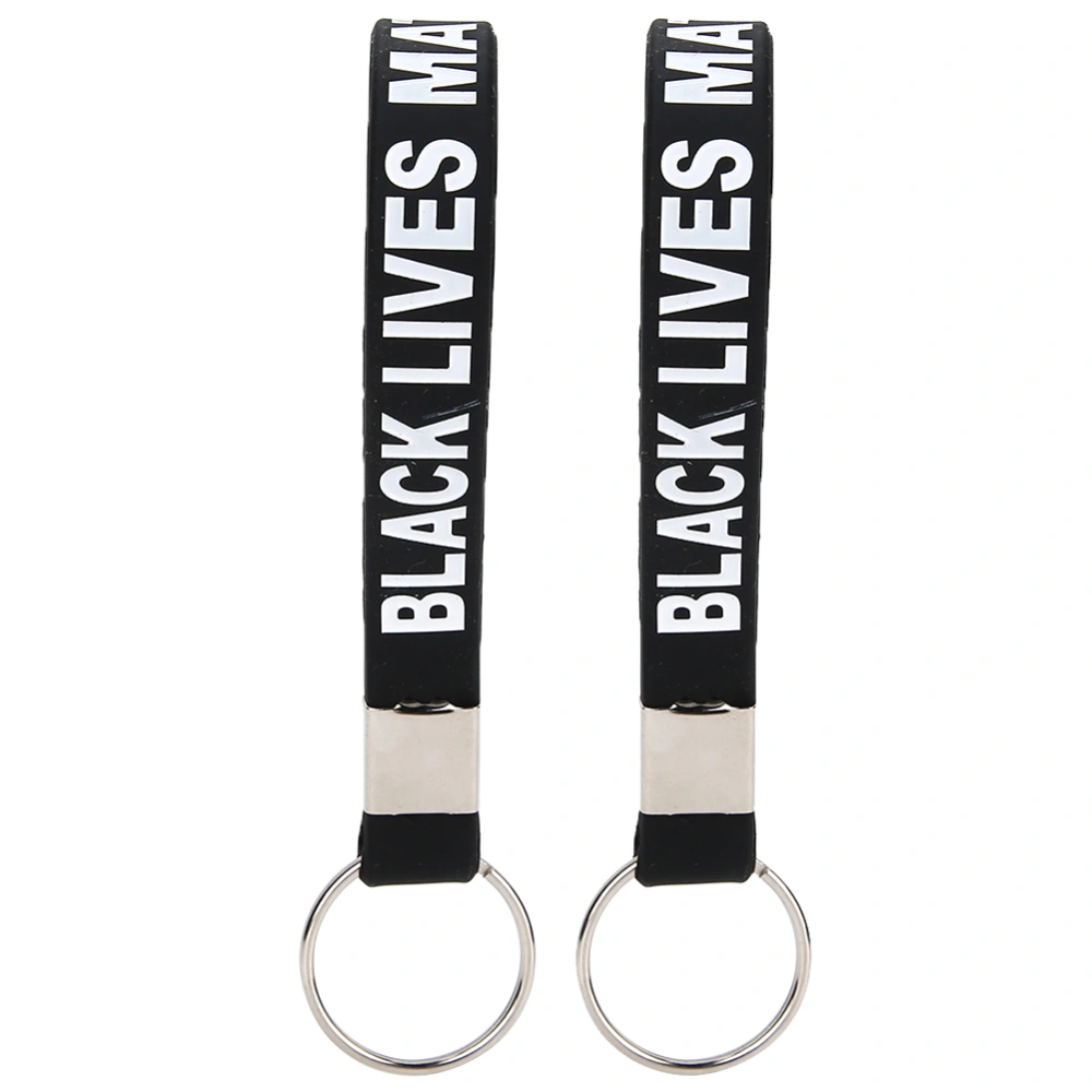 2pcs Key Chain Key Ring Silicone Unisex Bracelet Wristbands with Special Letter for Women MenBLACK LIVES MATTER