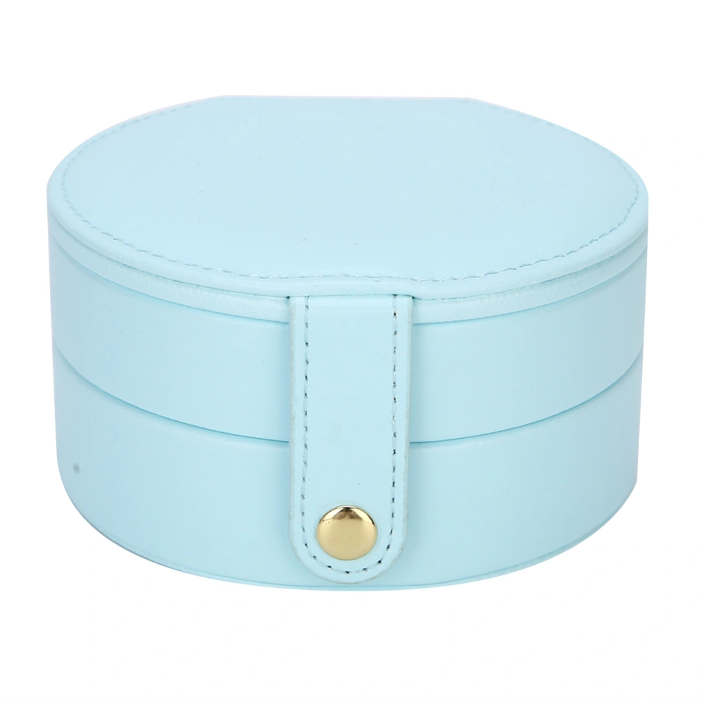 Jewelry Box PU Portable Multi Functional Jewelry Ring Earrings Storage Box Organizer(Light Blue )