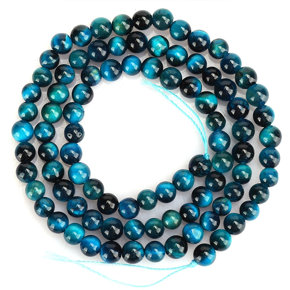 Natural Stone Blue Tiger Eye Round Beads DIY Jewelry Bracelet Making Accessory4mm 92pcs Beads