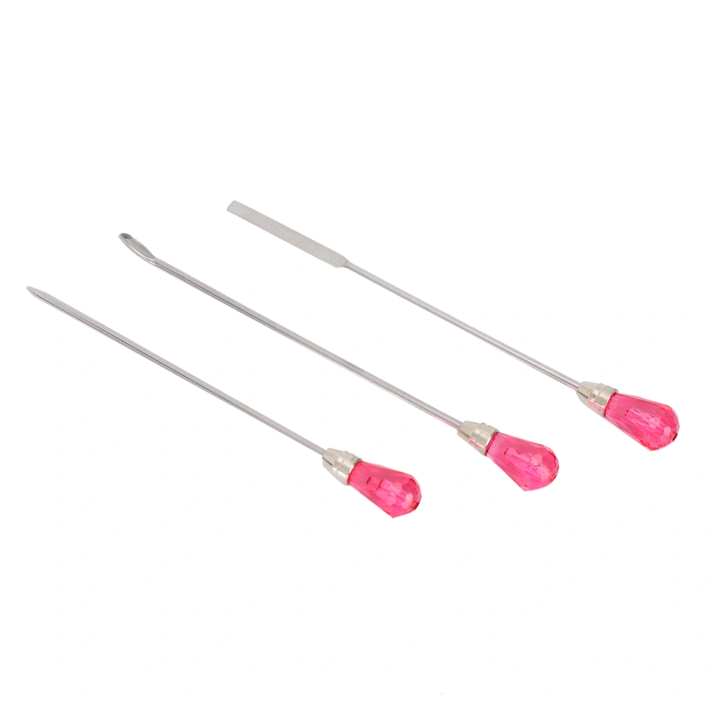 3pcs Powder Spoon Stirring Bar Bubble Needle DIY Gel Acrylic Glitter Powder Mixing Jewelry Making ToolsRose Red