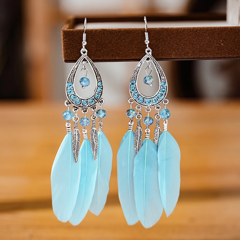 Women's Drop-shaped Feather Earrings Jewelry