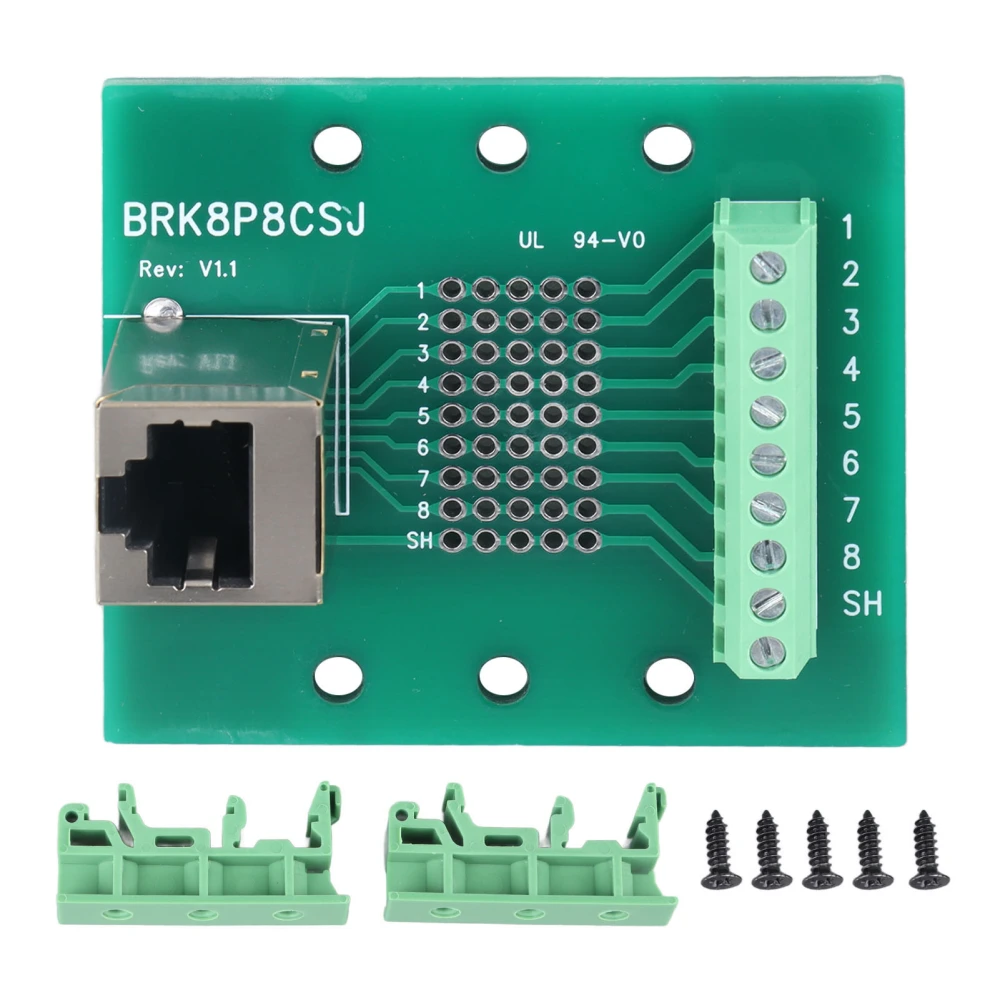 RJ45 Ethernet Connector Breakout Board 8P8C Network Port Screw Terminal Board with Bracket for Computers Routers Switches