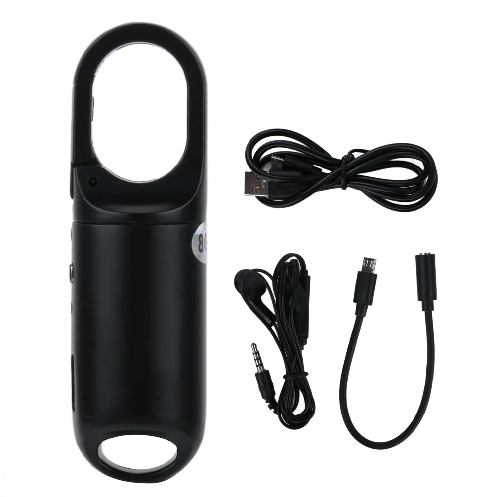 Keychain Voice Recorder Long Standby 8GB Capacity Portable Small Audio Recording Device with Earphone