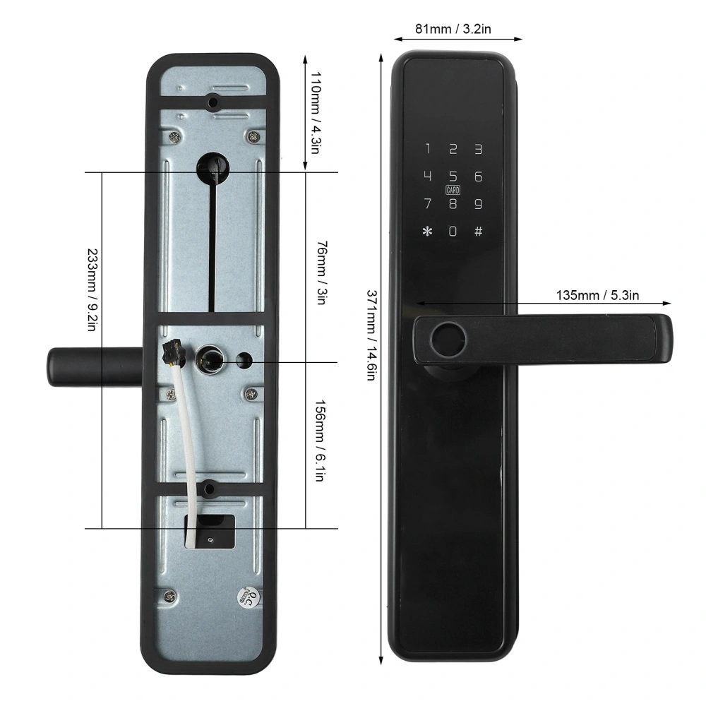 Smart Door Lock Fingerprint Keyless Entry Biometric Bluetooth Door Lock Temporary Virtual Password for 40‑80mm Door Thickness