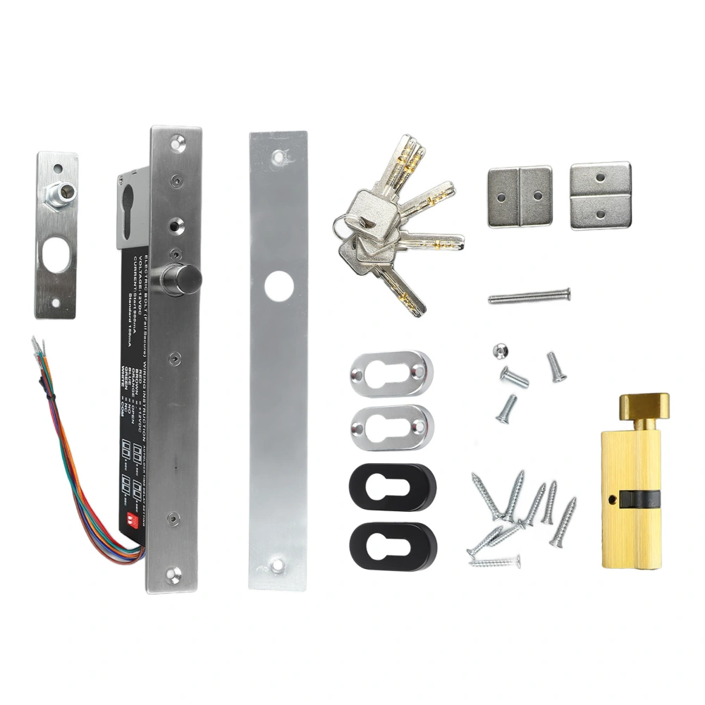 DC12V Electric Bolt Lock with Key Narrow Type Circuit Protection Electric Mortise Deadbolt for Wood Door Glass Door