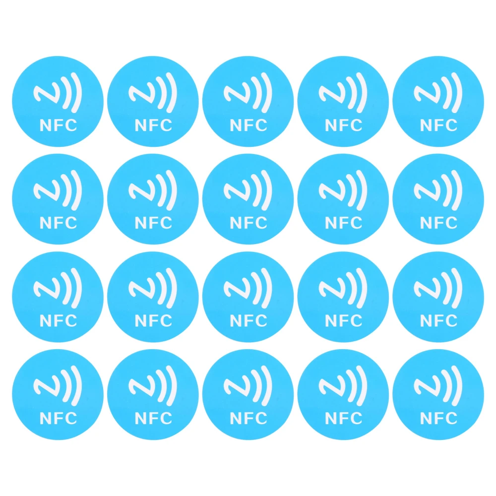 20PCS NFC Stickers Compact Portable Interference Resistant Rewritable CUID NFC Adhesive for NFC Enabled Devices Blue