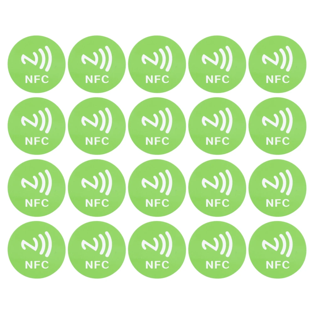 20PCS NFC Stickers Compact Portable Interference Resistant Rewritable CUID NFC Adhesive for NFC Enabled Devices Green