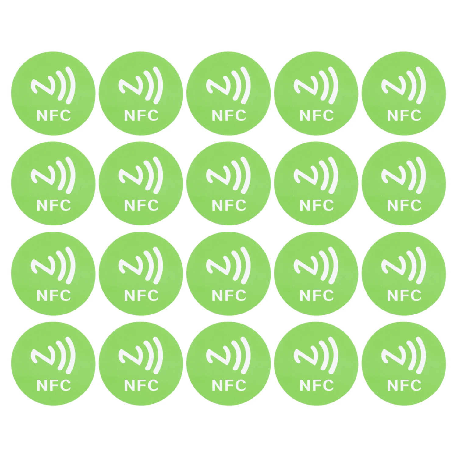 20PCS NFC Stickers Compact Portable Interference Resistant Rewritable CUID NFC Adhesive for NFC Enabled Devices Green