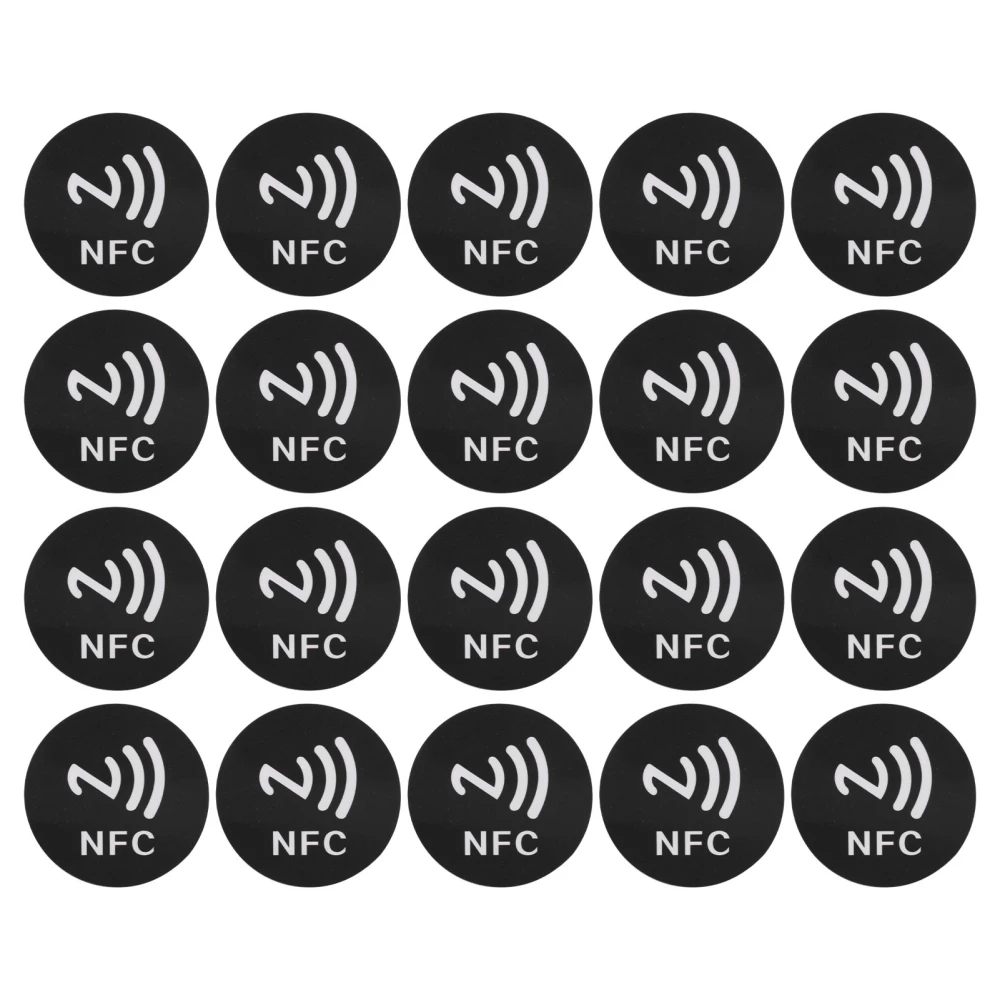 20PCS NFC Stickers Compact Portable Interference Resistant Rewritable CUID NFC Adhesive for NFC Enabled Devices Black