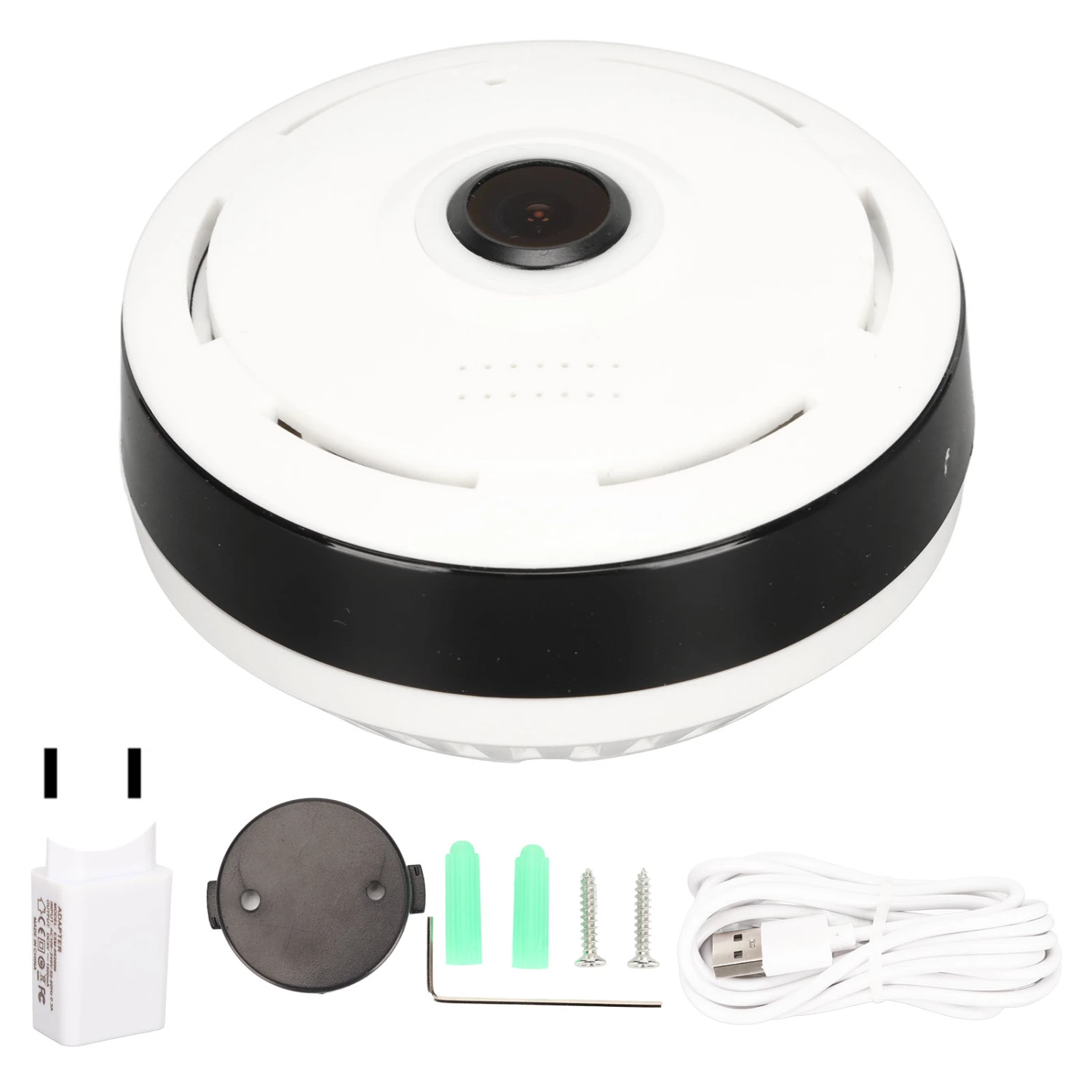 Fisheye 360 Degree Panoramic Webcam AC110‑240V Wifi Wireless Camera Night Vision Motion Detection Two Way Audio Camera US Plug