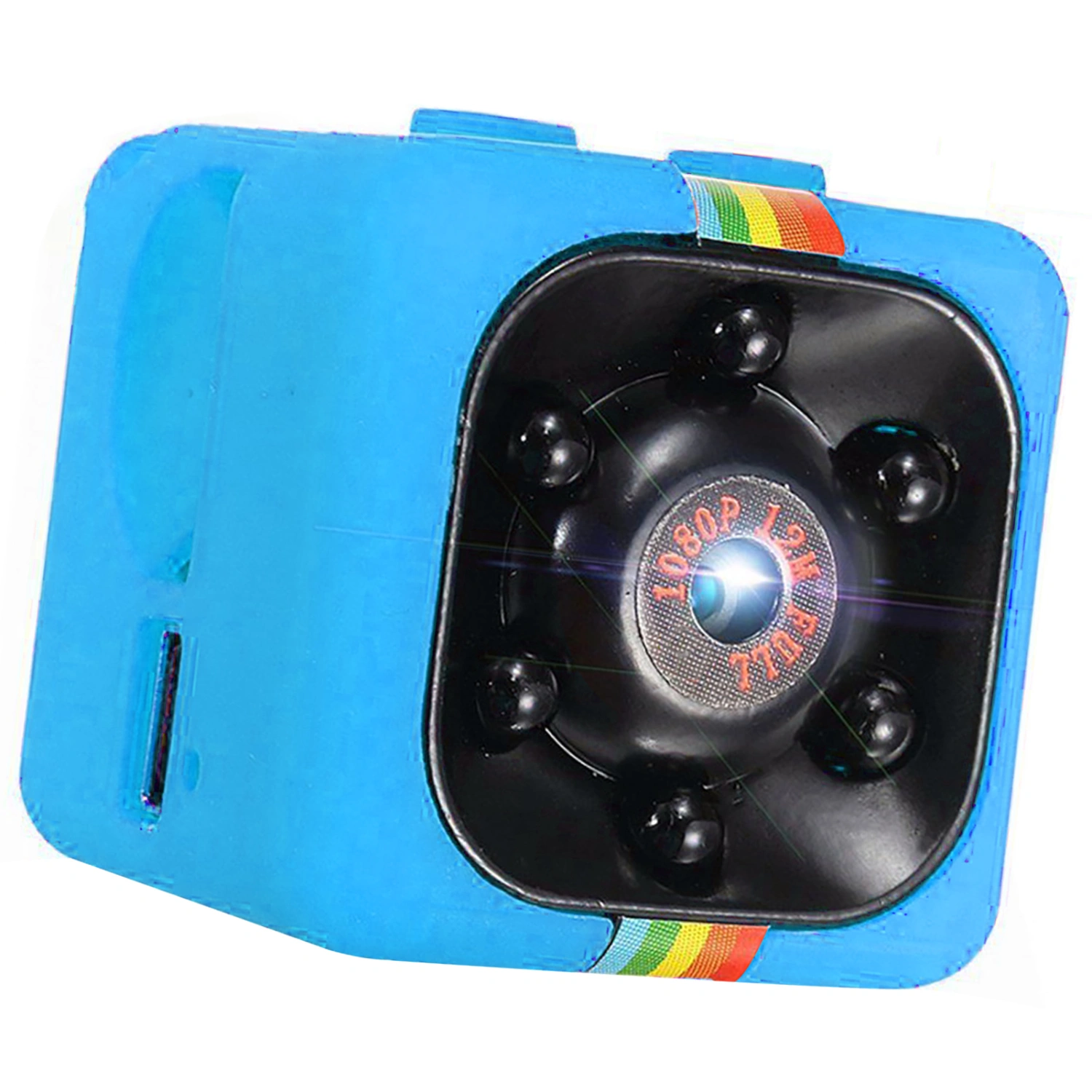 Mini Camera 1080P Smart Action Camera Coloured High Definition Loop Recording Night Vision Mini Recorder Home Security Camera Blue