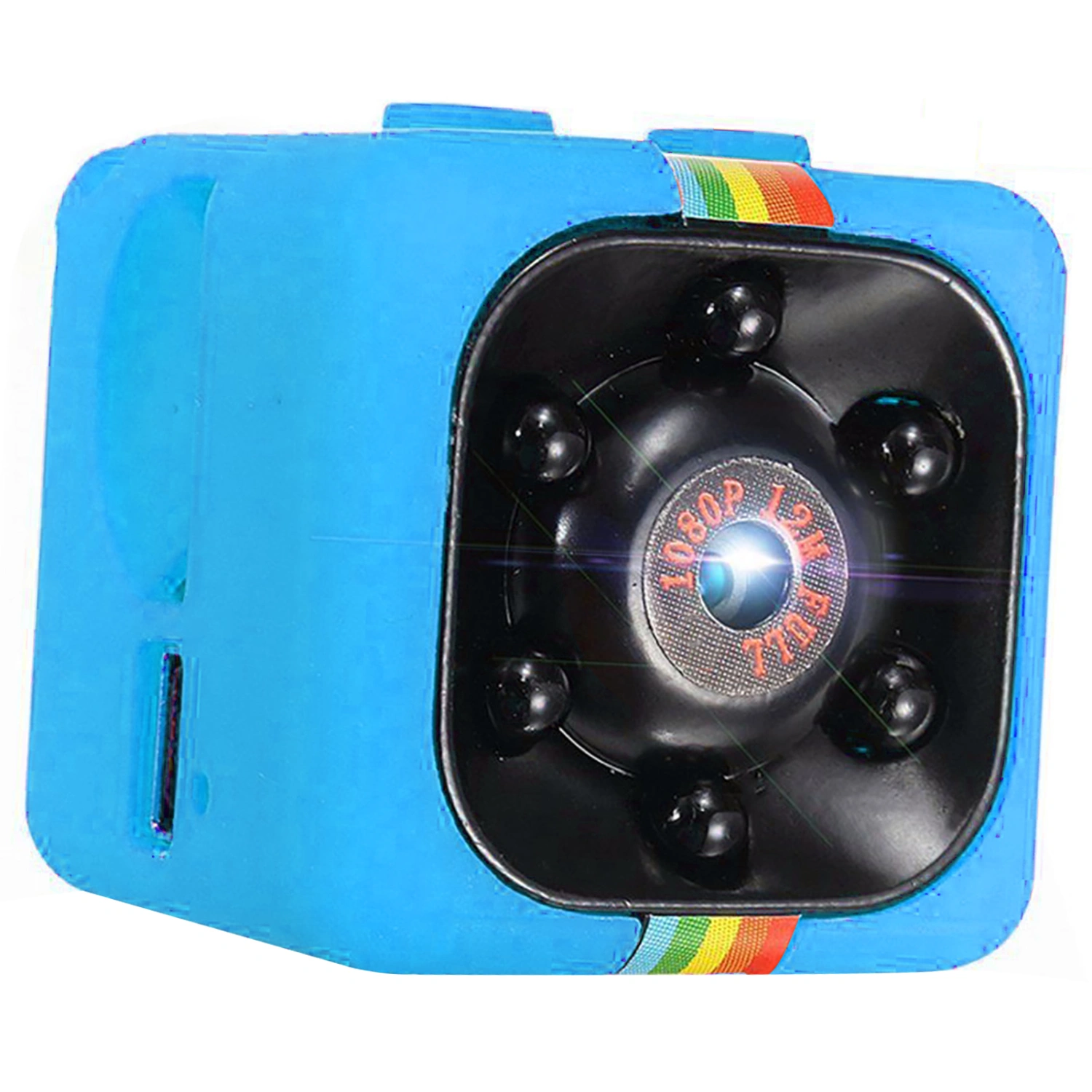 Mini Camera 1080P Smart Action Camera Coloured High Definition Loop Recording Night Vision Mini Recorder Home Security Camera Blue