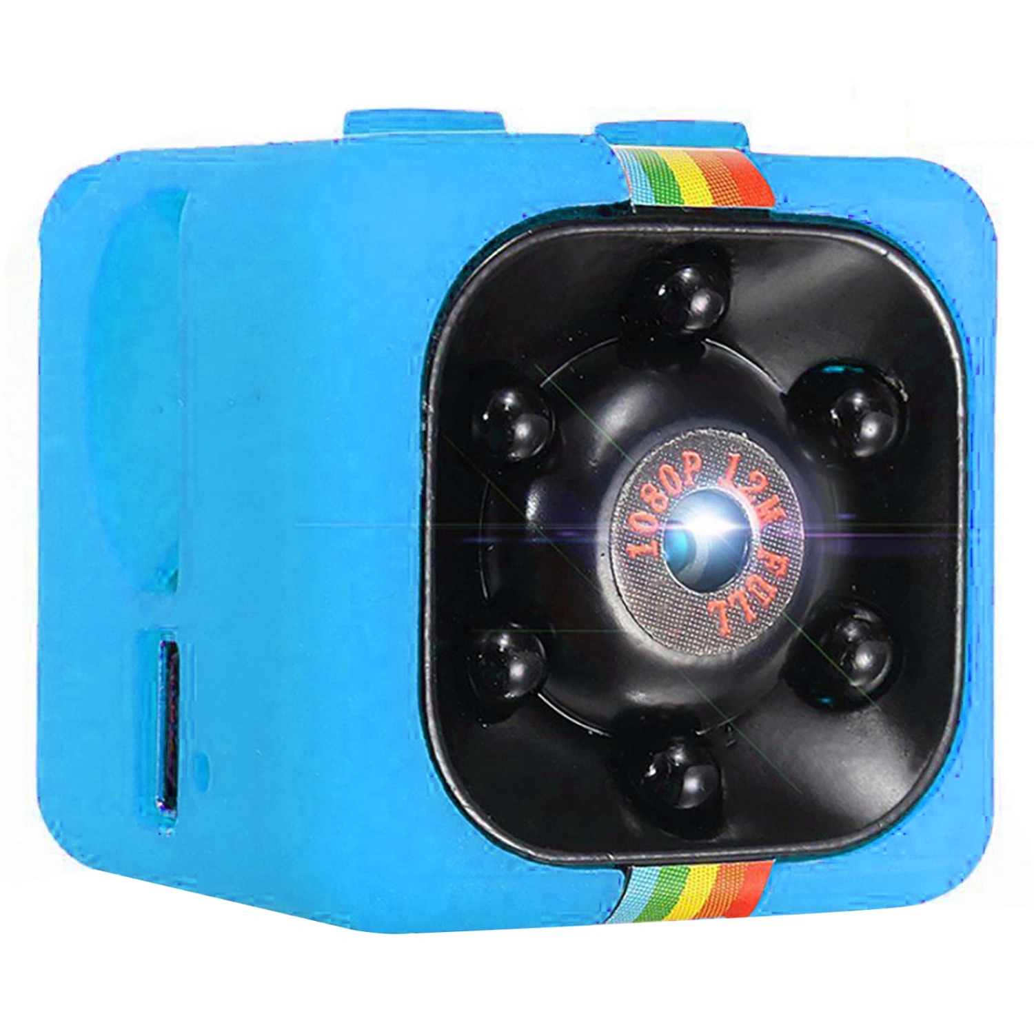 Mini Camera 1080P Smart Action Camera Coloured High Definition Loop Recording Night Vision Mini Recorder Home Security Camera Blue