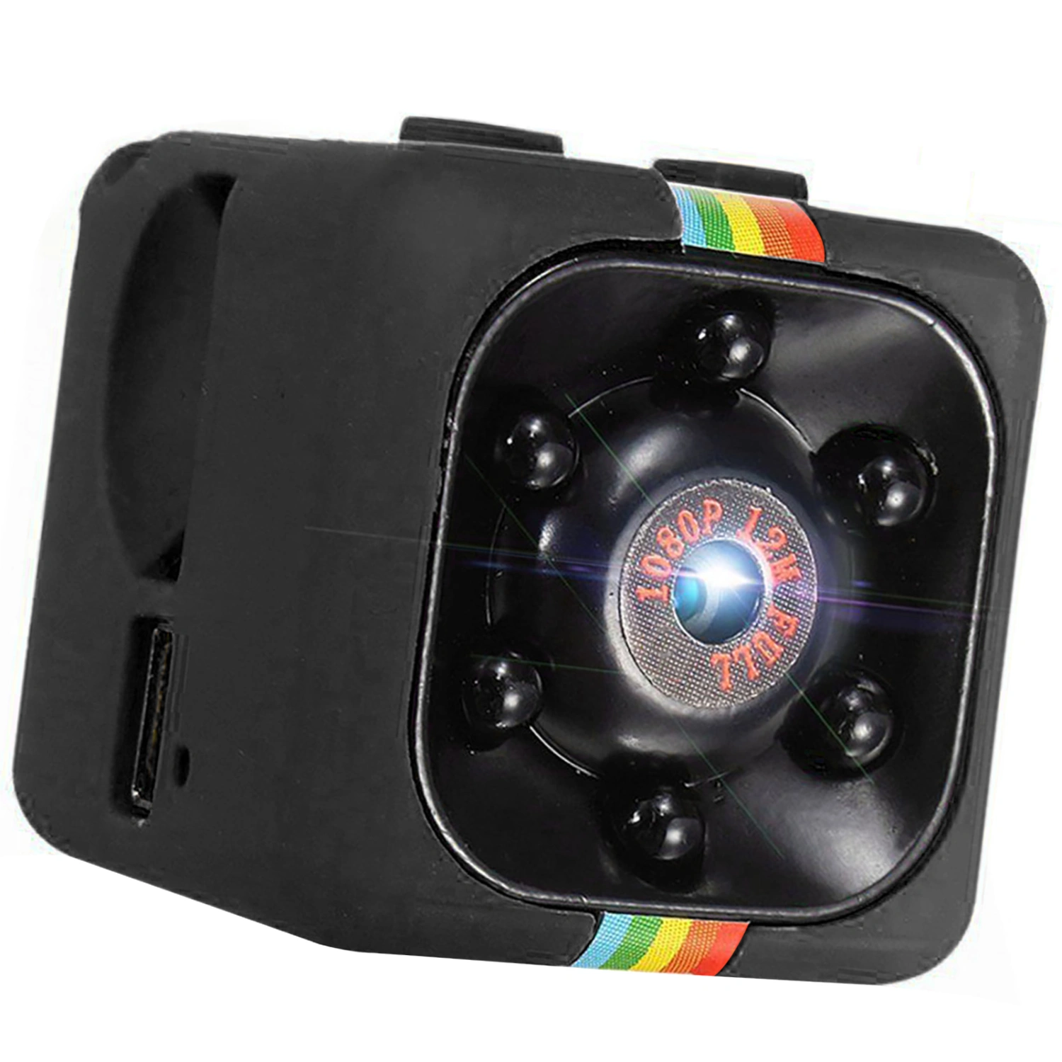 Mini Camera 1080P Smart Action Camera Coloured High Definition Loop Recording Night Vision Mini Recorder Home Security Camera Black