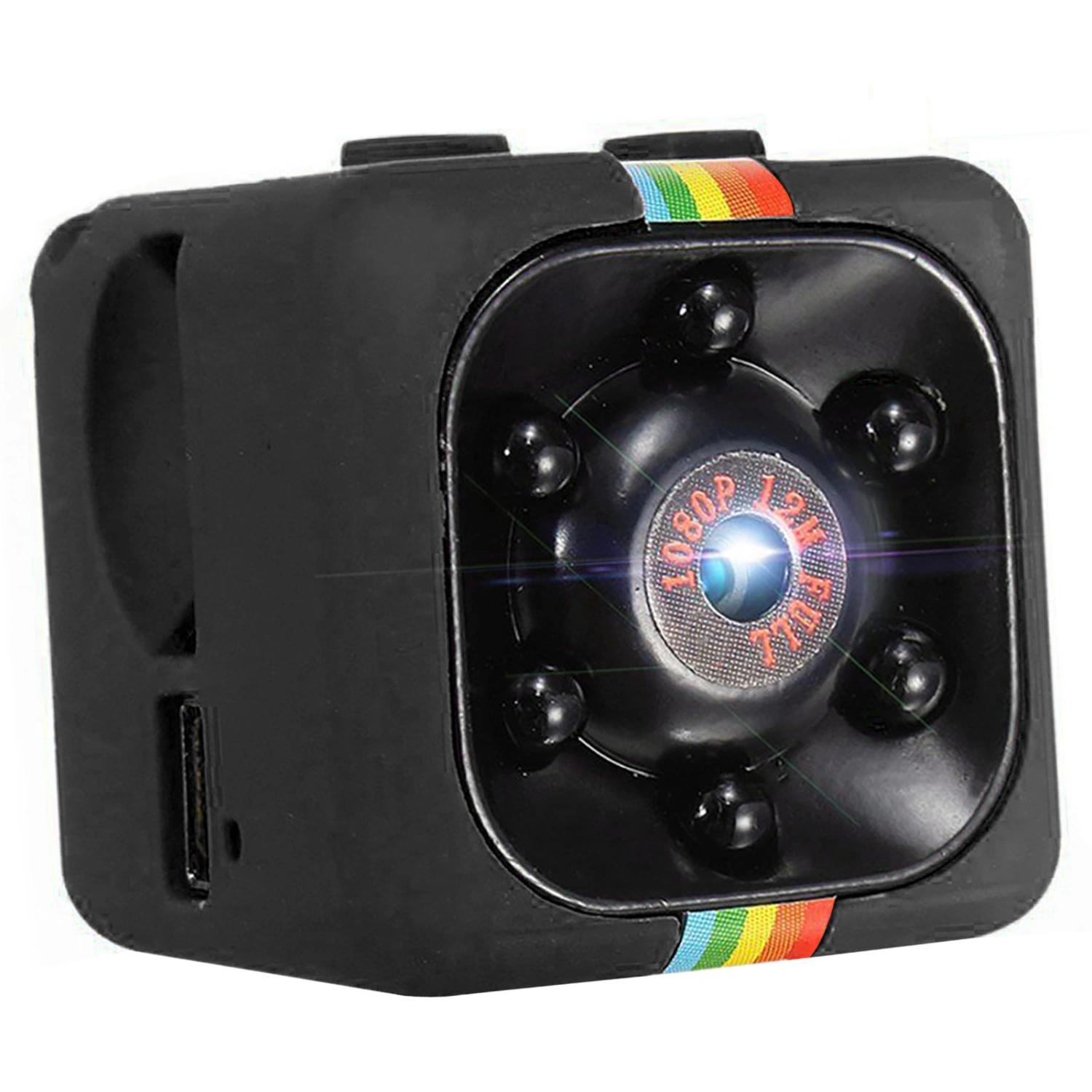 Mini Camera 1080P Smart Action Camera Coloured High Definition Loop Recording Night Vision Mini Recorder Home Security Camera Black