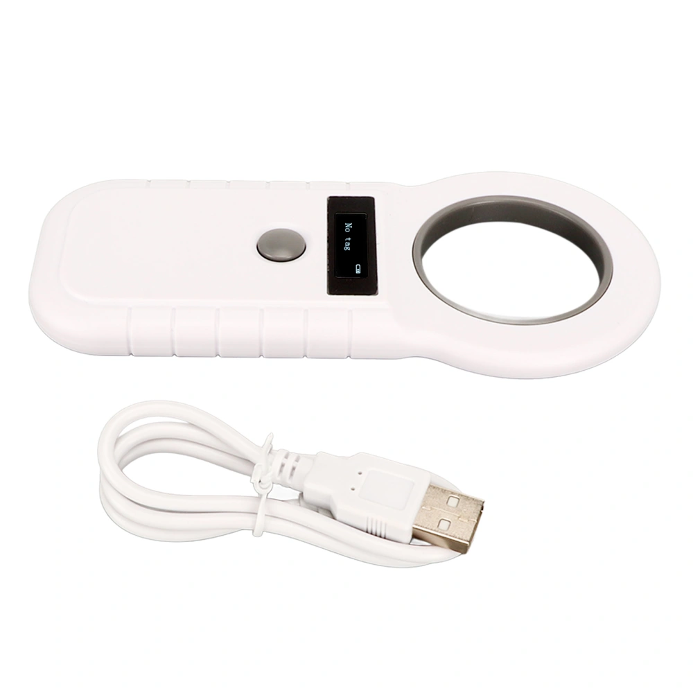 RFID Reader Handheld 134.2Khz 125Khz Portable Animal Microchip Scanner Tag Reader for ISO 11784 11785 FDX‑B EMID White