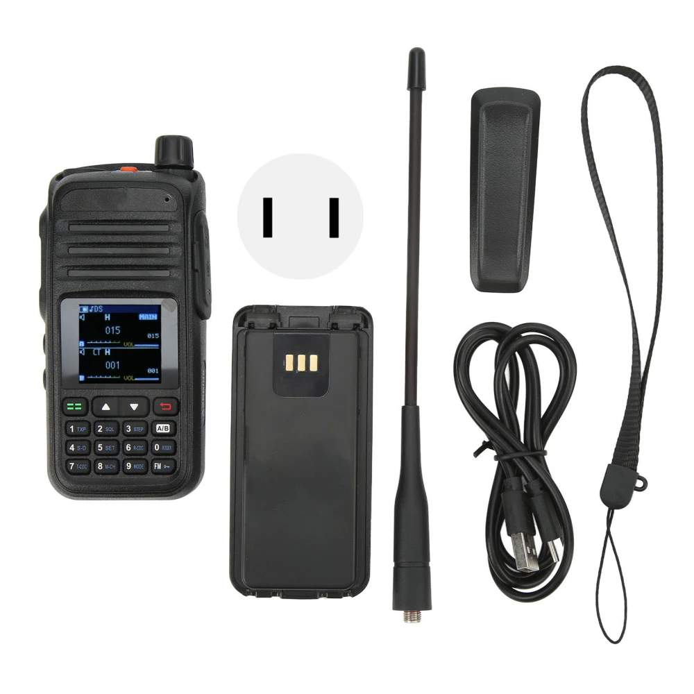 2 Way Radio Portable UHF VHF AM FM Multiband Transceiver Walkie Talkie with Antenna 5W AC100‑240V US Plug