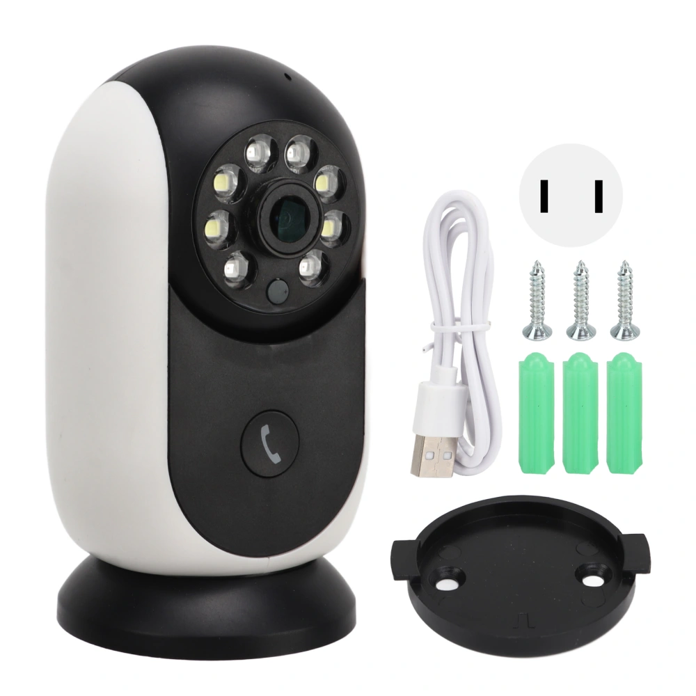 Home Security Camera WiFi HD Wireless Smart Remote Monitor Surveillance Camera with Dual Light Source Two Way Intercom for 390Eyes US Plug