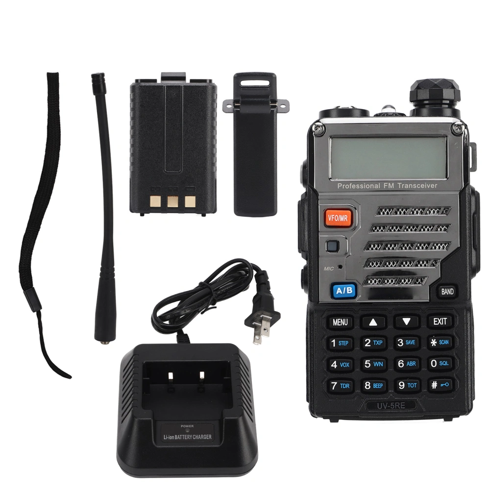 Dual Band 2 Way Radio 5W UHF400‑520MΗz VHF136‑174MΗz Long Range Wireless Walkie Talkie AC100‑240V US Plug