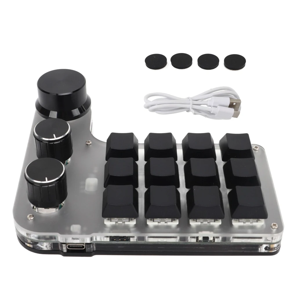 Programmable Keyboard with RGB 3 Knob 12 Keys Bluetooth DIY Multifunction Keypad For Office Media Laboratory