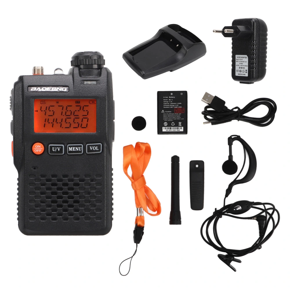 Dual Band Two Way Radio AC 100‑240V 2W 99 Channel 136‑174MHz 400‑470MHz Mobile Transceiver Walkie Talkie EU Plug