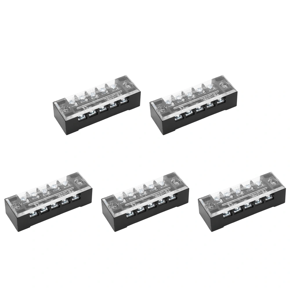 5pcs Terminal Block Barrier Strip Dual Row TB 15A 600V M3 Screws High Tenacity Wire Barrier Block 5 Positions(1505)