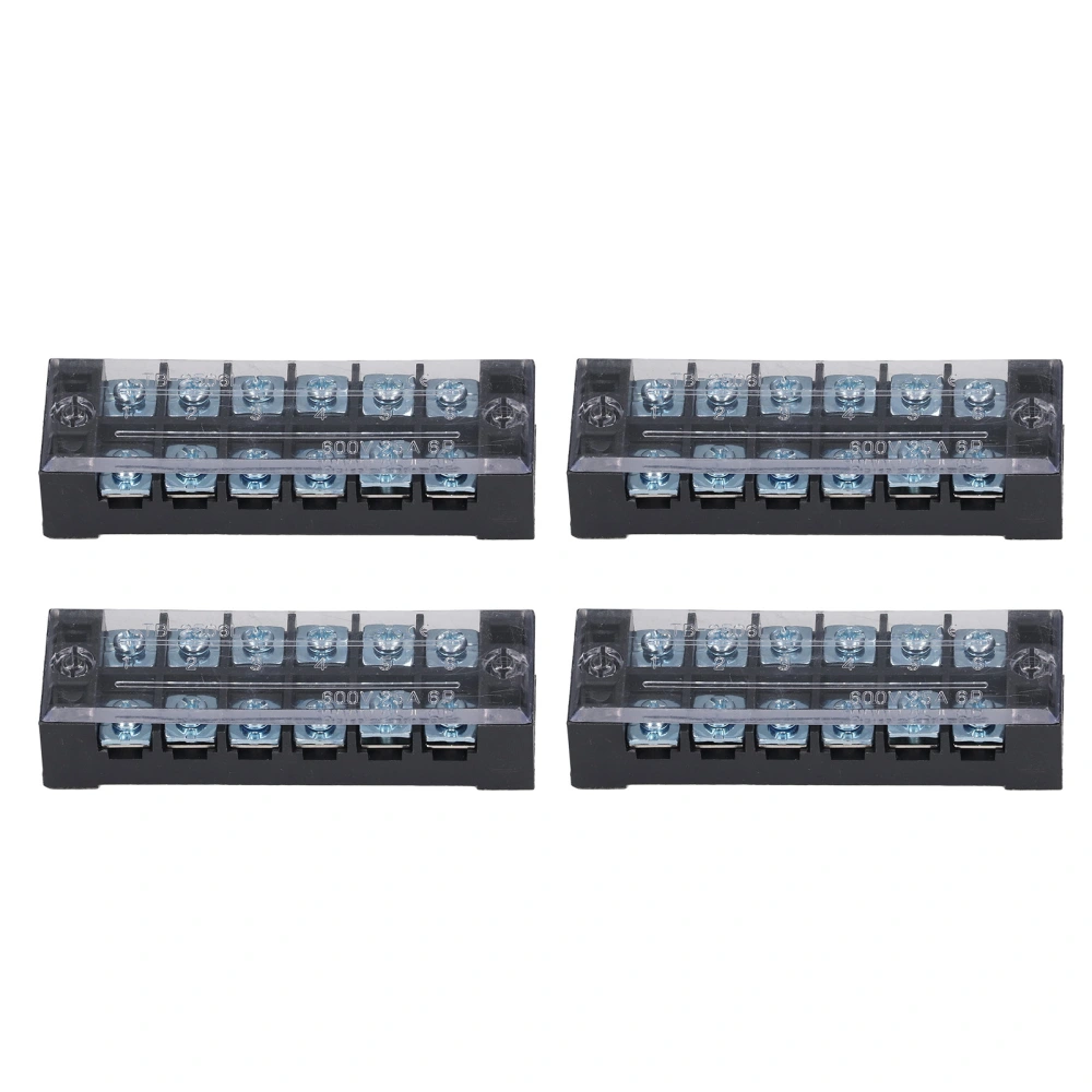 4pcs Wire Barrier Block Terminal Strip Professional High Current TB Fixed Screw Clamp Terminal Blocks Strip 600V 25A 6 Bits (2506)