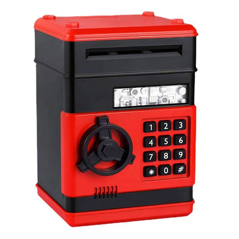 ATM Piggy Bank Password Electronic Money Saving Coin Bank Toy Gift for Kids Boys Girls Reddish Black