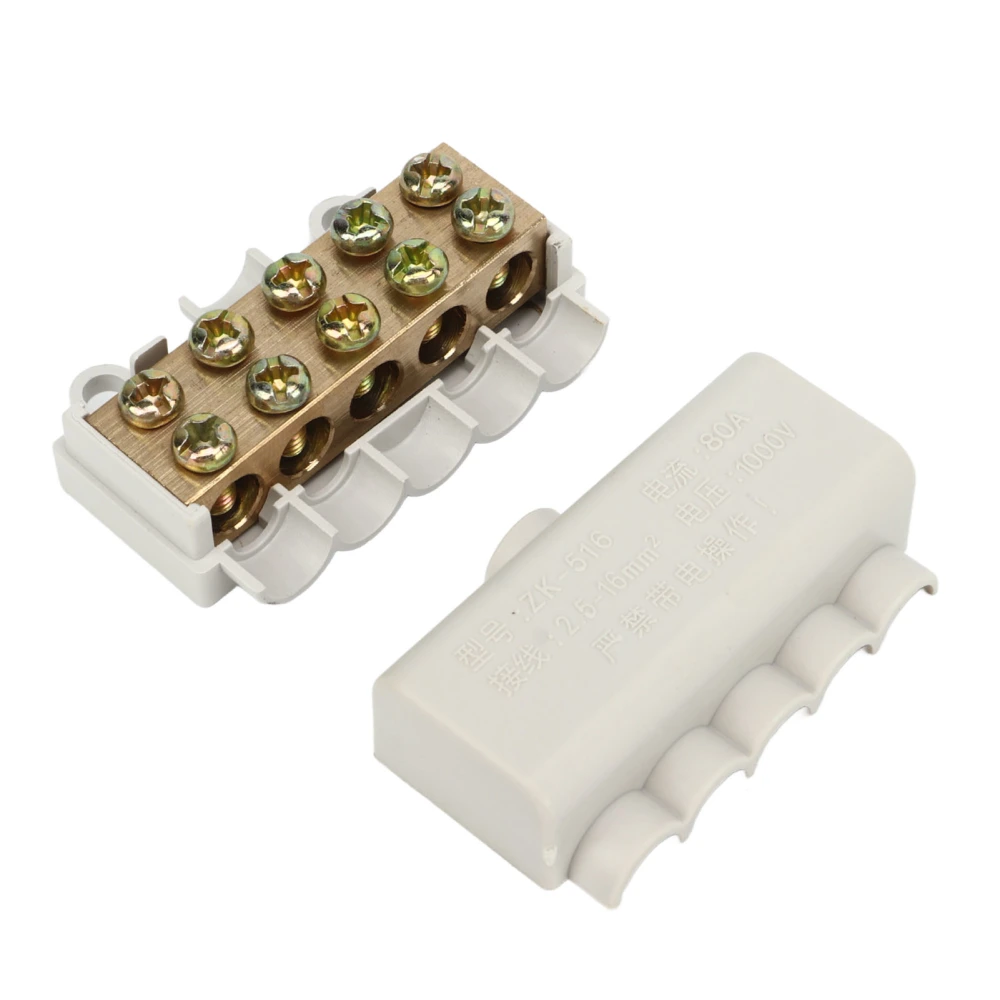 Splitter Wire Connector 1 in 4 Out High Power Brass Conductor Quick Wiring Terminal Block 80A 1000V 4pcs