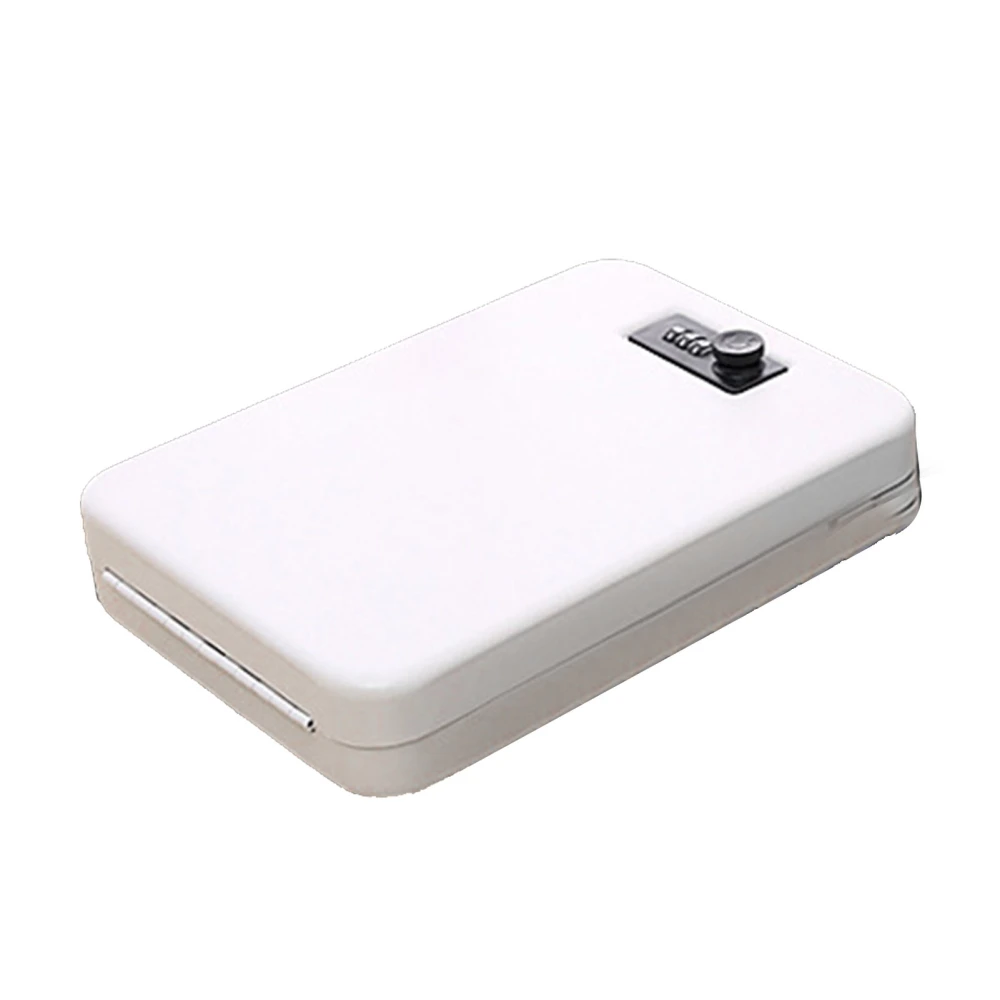 Portable Car Safe Box Large Capacity Prevent Theft Jewelry Cash Lock Box with Password White