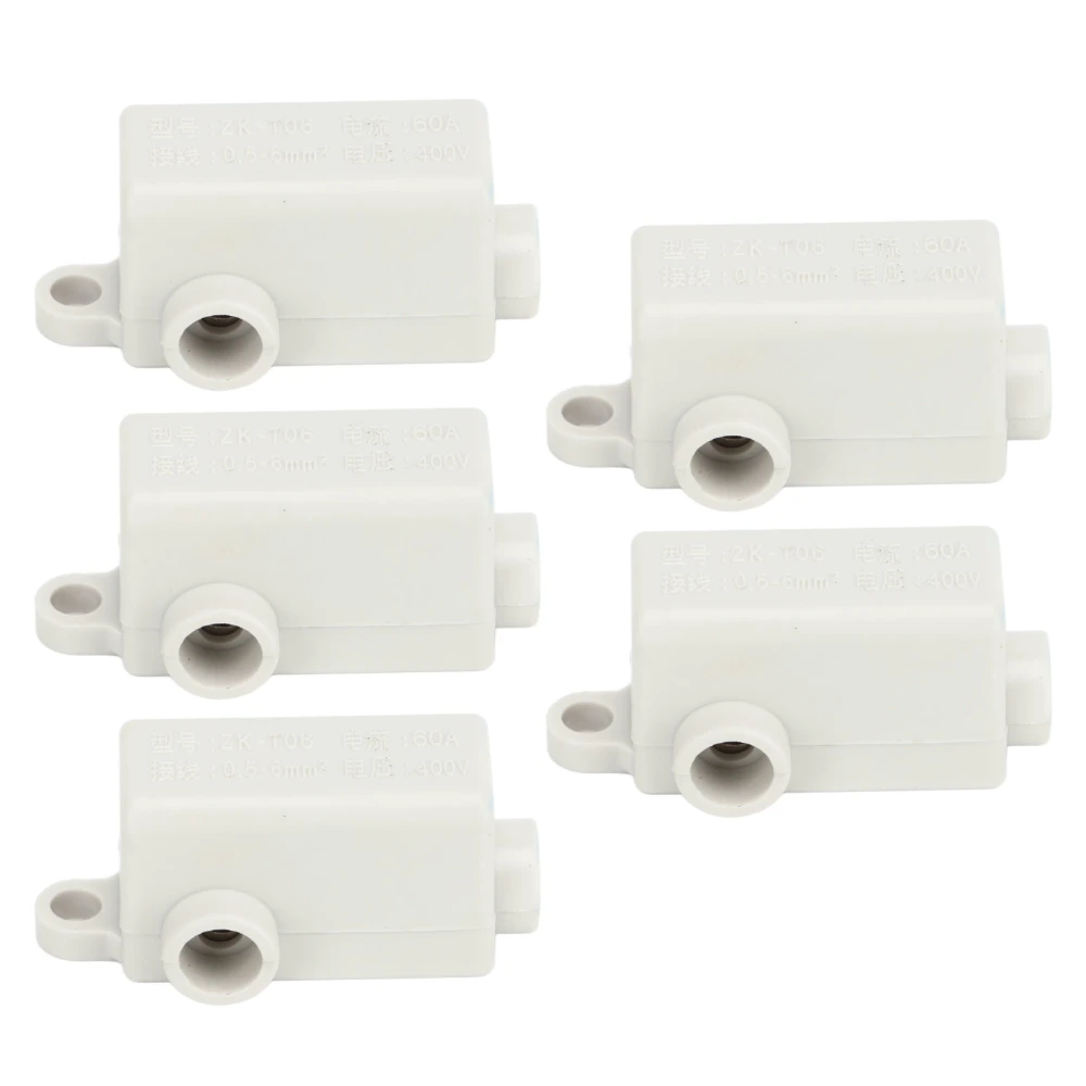 5pcs Quick Terminal Blocks T Type Electroplated Copper Joint High Power Electrical Cable Junction Box 400V