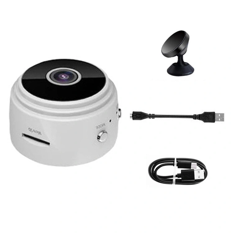 WiFi Remote Camera 1080P HD Infrared Night Vision Compact Size Sensitive Wide Angle Baby Monitor for Home A9 White