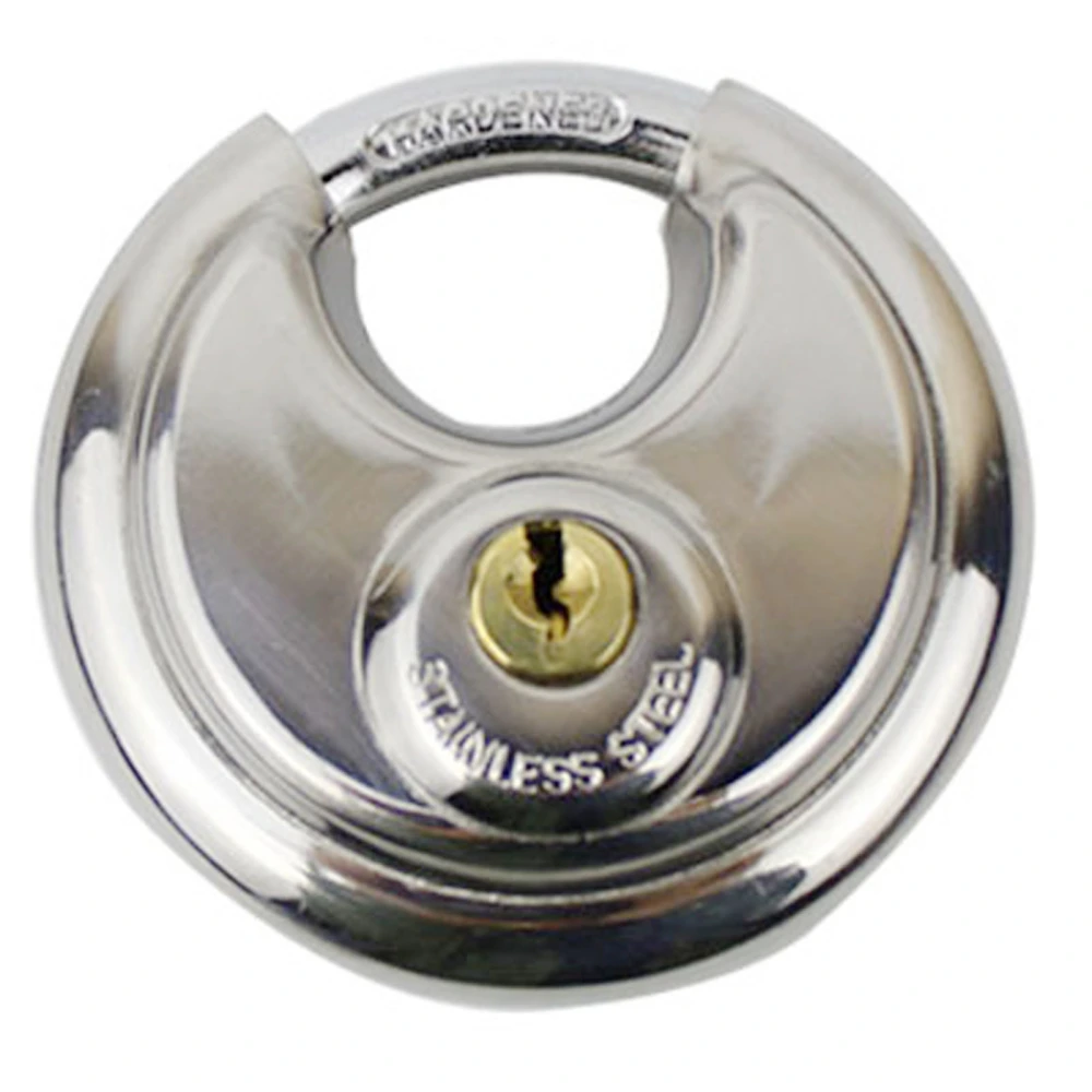 Stainless Steel Discus Lock High Accuracy Corrosion Resistant Padlock with Key for Warehouses Garages