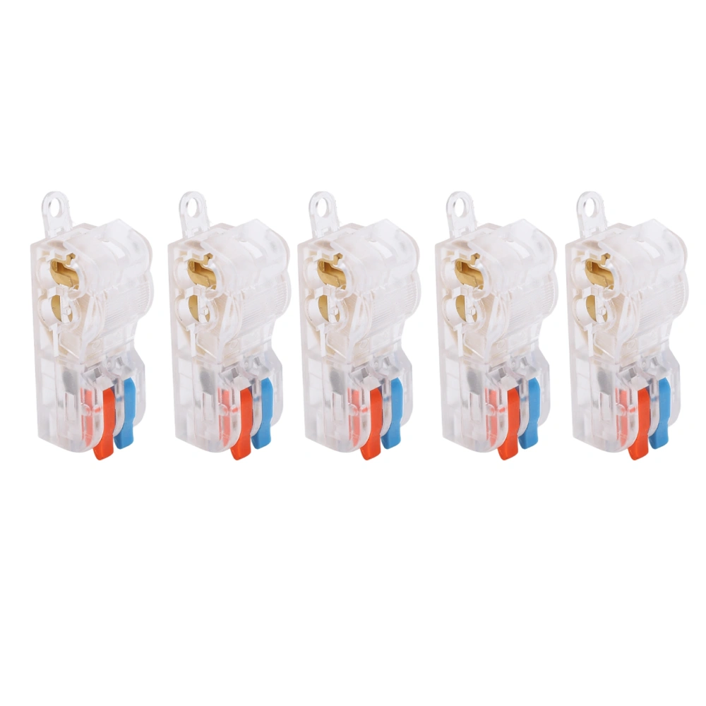 5Pcs Lever Wire Connectors Kit 2 Port T Type Splitter Quick Wiring Push in Conductor Terminal Block T22C 250V 32A