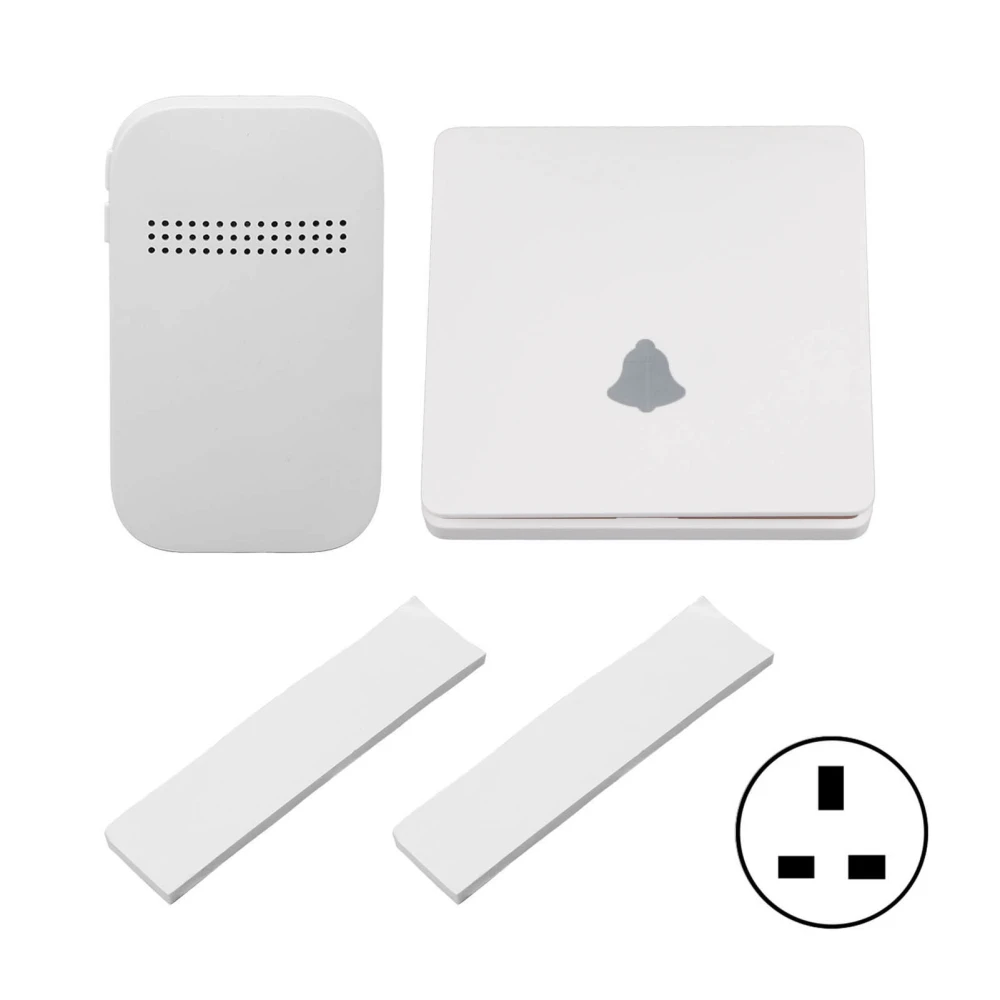 0.25W 433MHz Self Powered Wireless Doorbell 86 Switch AC100V to 230V For Home Apartments Businesses Classrooms UK Plug