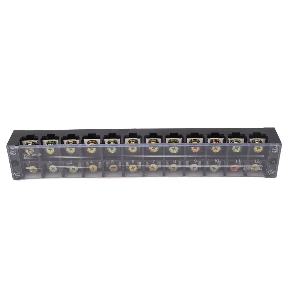 Terminal Strip Block 100A 600V Large Current Easy Wiring Ground Circuit Terminal Block 12 Positions